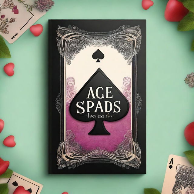 Design a young adult fantasy romance book cover titled 'Ace of Spades' with an Alice in Wonderland theme