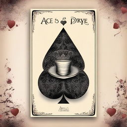 Create a young adult fantasy romance book cover titled 'Ace of Spades' with an Alice in Wonderland theme