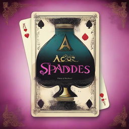 Create a young adult fantasy romance book cover titled 'Ace of Spades' with an Alice in Wonderland theme