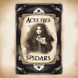 Create a young adult fantasy romance book cover titled 'Ace of Spades' with an Alice in Wonderland theme