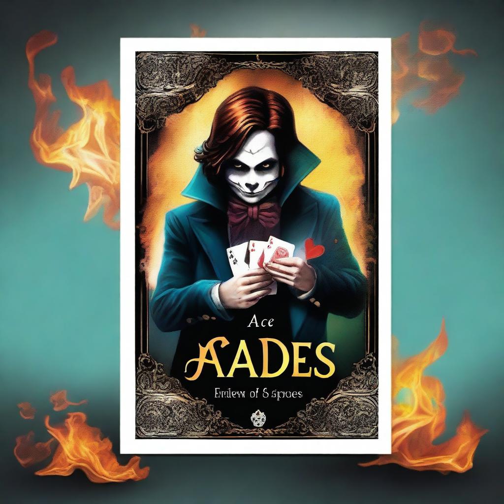 Design a young adult fantasy romance book cover titled 'Ace of Spades' with an Alice in Wonderland theme