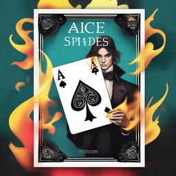 Design a young adult fantasy romance book cover titled 'Ace of Spades' with an Alice in Wonderland theme