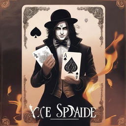 Design a young adult fantasy romance book cover titled 'Ace of Spades' with an Alice in Wonderland theme