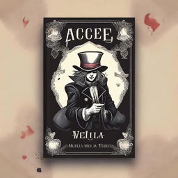 Design a young adult fantasy romance book cover titled 'Ace of Spades' with an Alice in Wonderland theme