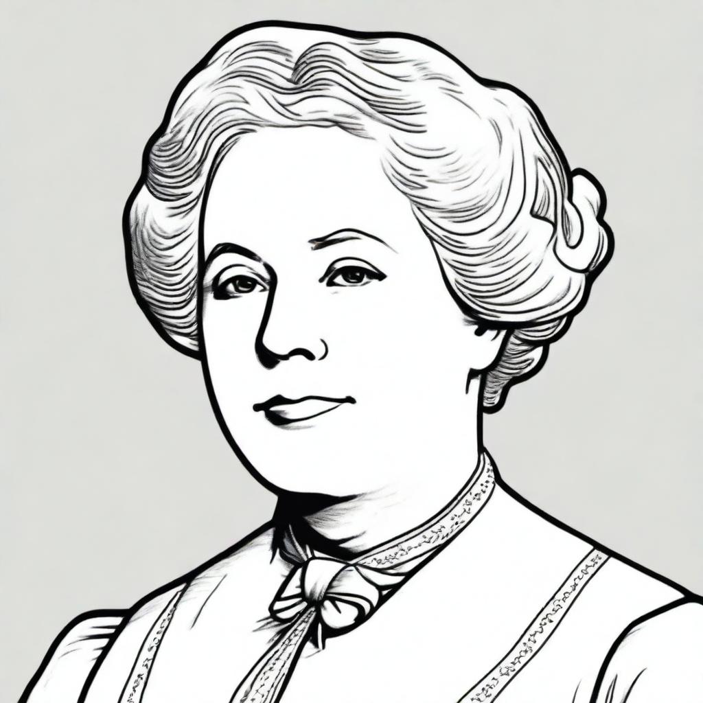 Create a coloring book page featuring Elizabeth Cady Stanton (1815-1902)