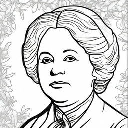 Create a coloring book page featuring Elizabeth Cady Stanton (1815-1902)