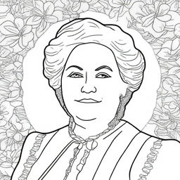 Create a coloring book page featuring Elizabeth Cady Stanton (1815-1902)