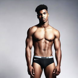 A 25-year-old man wearing Nike underwear, depicted in a sexy and stylish manner