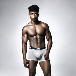 A 25-year-old man wearing Nike underwear, depicted in a sexy and stylish manner