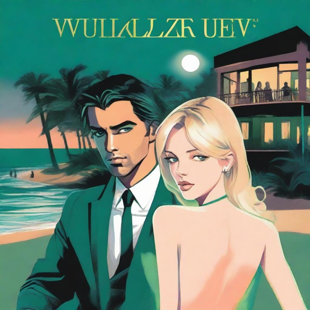 The cover depicts a modern night scene at the beach