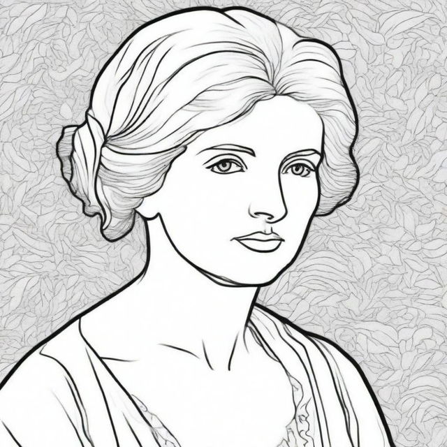 Create a coloring book page featuring Mary Wollstonecraft (1759-1797)