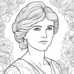 Create a detailed coloring book page featuring Mary Wollstonecraft (1759-1797)