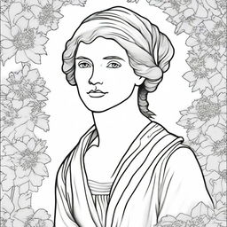 Create a detailed coloring book page featuring Mary Wollstonecraft (1759-1797)