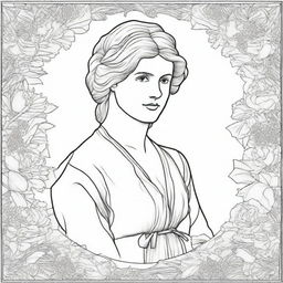 Create a detailed coloring book page featuring Mary Wollstonecraft (1759-1797)