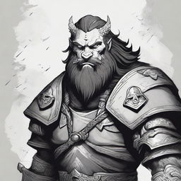 Dark DND illustration of a warrior king with a grizzled expression