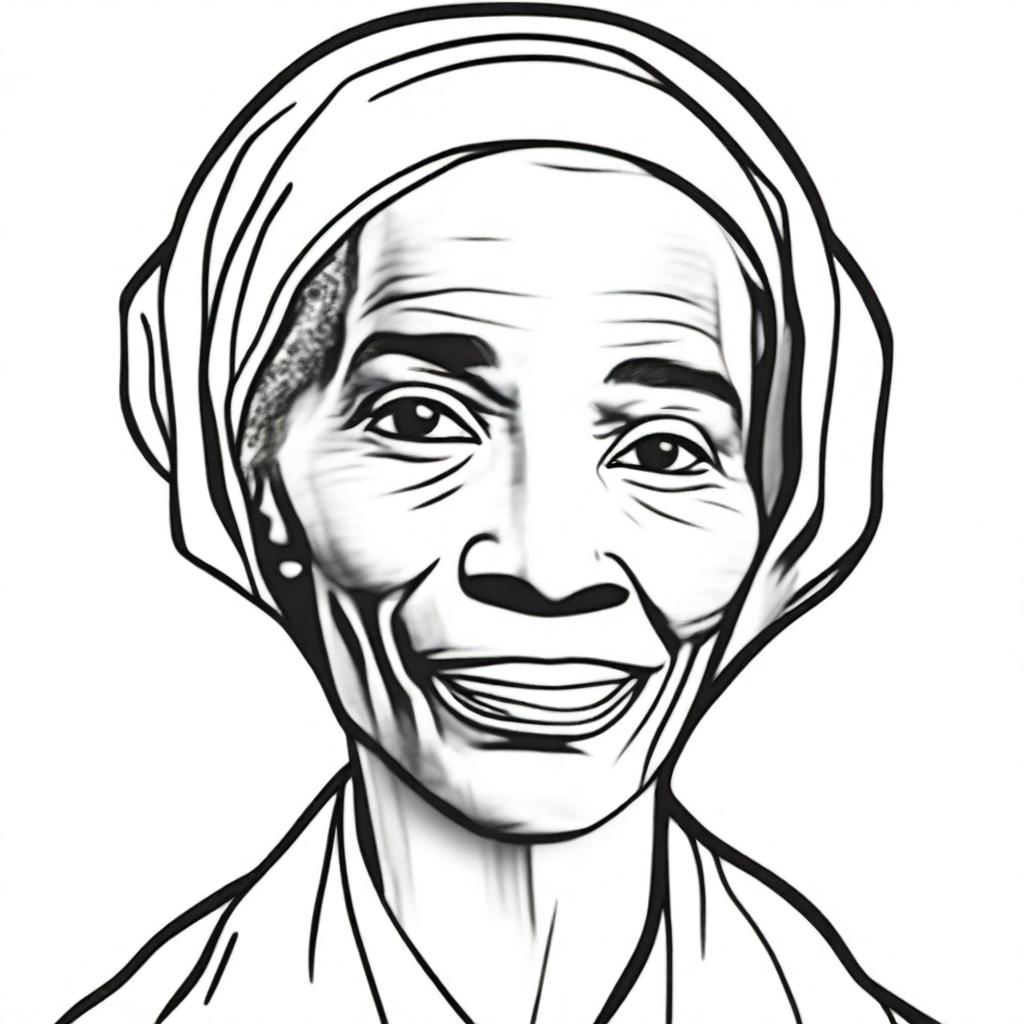 Create a detailed coloring book page featuring Sojourner Truth (c