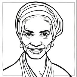 Create a detailed coloring book page featuring Sojourner Truth (c