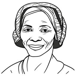 Create a detailed coloring book page featuring Sojourner Truth (c