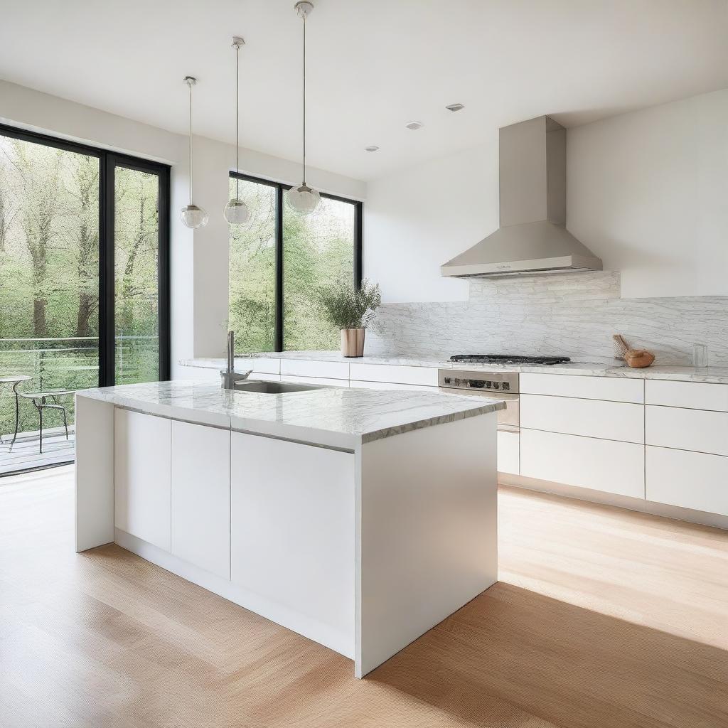 A modern kitchen room featuring sleek and minimalist design