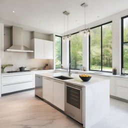 A modern kitchen room featuring sleek and minimalist design