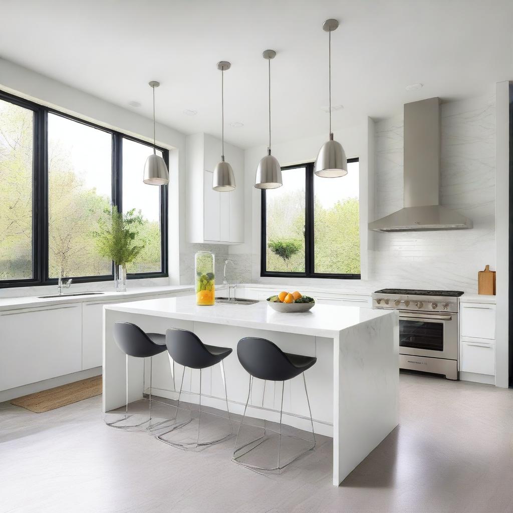 A modern kitchen room featuring sleek and minimalist design