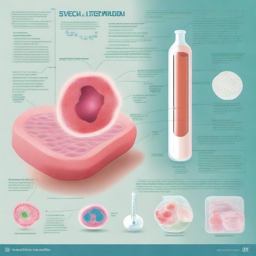 An informative and visually engaging illustration showcasing various medical and scientific applications of stem cells