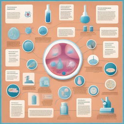 An informative and visually engaging illustration showcasing various medical and scientific applications of stem cells