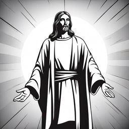 Jesus Christ standing, depicted in a comic style