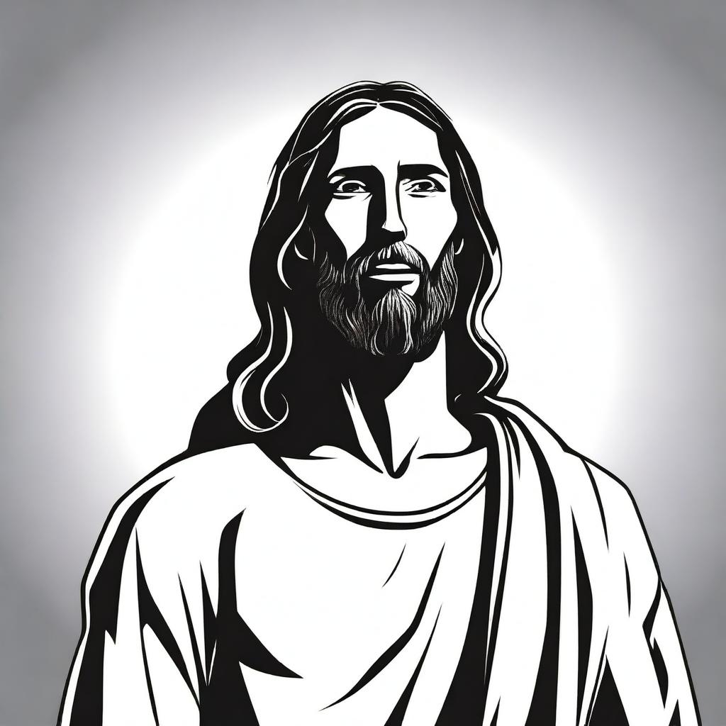 Jesus Christ standing, depicted in a comic style