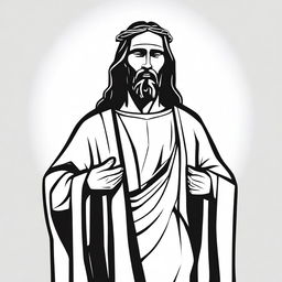 Jesus Christ standing, depicted in a black and white vector style