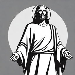 Jesus Christ standing, depicted in a black and white vector style