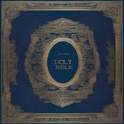 A beautifully designed cover of the Holy Bible, featuring intricate gold lettering and ornate patterns