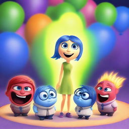 Create a vibrant and colorful scene from Inside Out 3, a Pixar movie