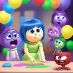 Create a vibrant and colorful scene from Inside Out 3, a Pixar movie