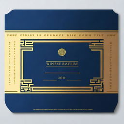 A simple cinema ticket design featuring a dark blue background with gold accents