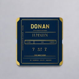 A simple cinema ticket design featuring a dark blue background with gold accents