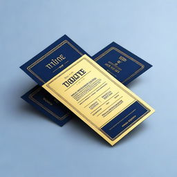 A simple cinema ticket design featuring a dark blue background with gold accents