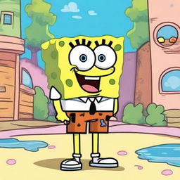 Create a new character in the style of SpongeBob SquarePants named Angelo