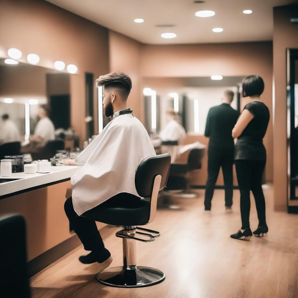 A person getting a stylish haircut in a modern salon