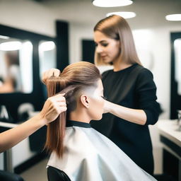 A person getting a stylish haircut in a modern salon