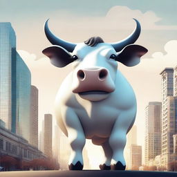 Create an image of a gigantic anthropomorphic cow with massive curves and huge breasts