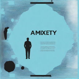 A back cover for a psychology book related to anxiety and depression, featuring blue and black colors