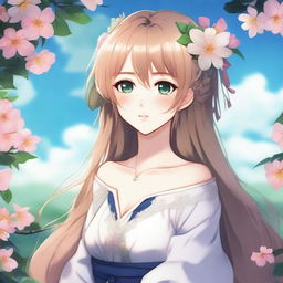 Create an image of a beautiful and elegant waifu character