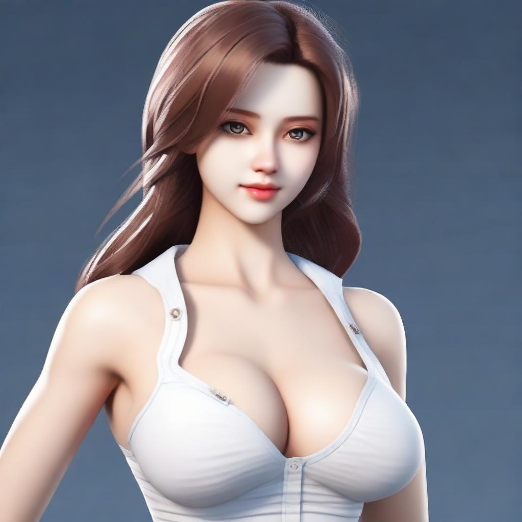 Create a realistic and attractive female character, often referred to as a 'waifu'