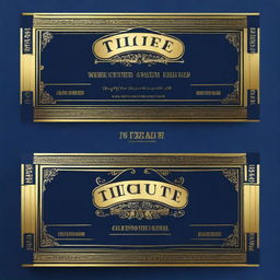 Create a classic movie ticket for the movie named 'Tiquete de compra Online' with a dark blue background (#16183e) and gold accents