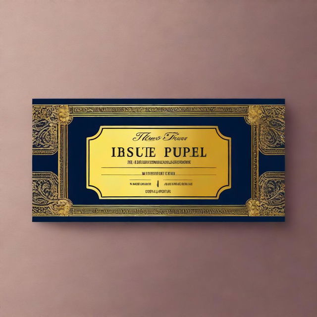 Create a classic movie ticket for the movie named 'Tiquete de compra Online' with a dark blue background (#16183e) and gold accents