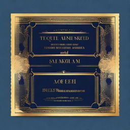 Create a classic movie ticket for the movie named 'Tiquete de compra Online' with a dark blue background (#16183e) and gold accents