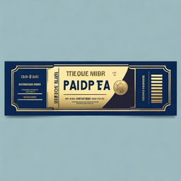 Create a classic, simple movie ticket for the movie named 'Tiquete de compra Online' with a dark blue background (#16183e) and gold accents