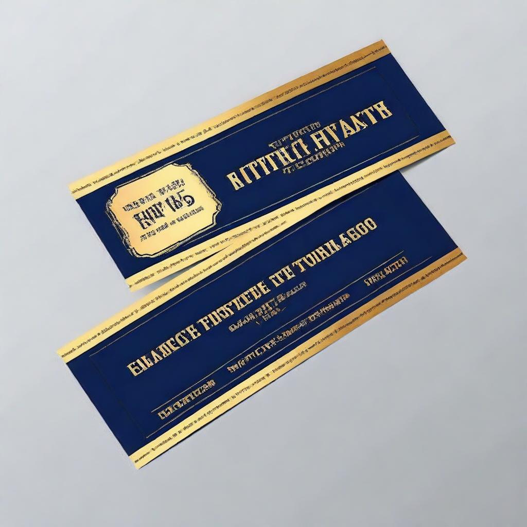 Create a classic, simple movie ticket for the movie named 'Tiquete de compra Online' with a dark blue background (#16183e) and gold accents