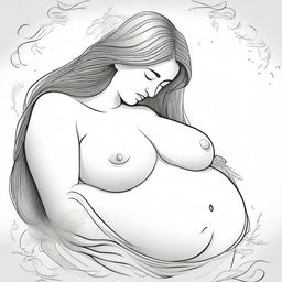 Create an image of a large motherly woman with gigantic breasts